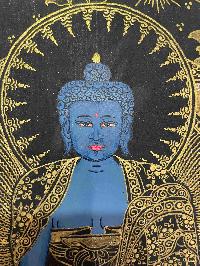 Buddhist Handmade Thangka Painting Of Medicine Buddha, [real Gold, Hand Painted]