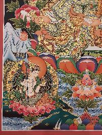 Buddhist Handmade Thangka Of Padmasambhava, Guru Rimpochhen, [real Gold, Hand Painted]