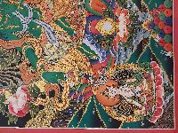 Buddhist Handmade Thangka Of Green Tara, [real Gold, Hand Painted]