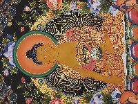 Buddhist Handmade Thangka Of Shakyamuni Buddha, [real Gold, Hand Painted]