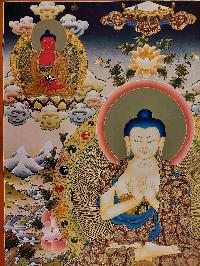 Buddhist Handmade Thangka Of Vairochana Buddha, [real Gold, Hand Painted], Real Gold