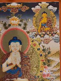 Buddhist Handmade Thangka Of Vairochana Buddha, [real Gold, Hand Painted], Real Gold