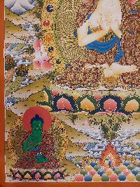 Buddhist Handmade Thangka Of Vairochana Buddha, [real Gold, Hand Painted], Real Gold