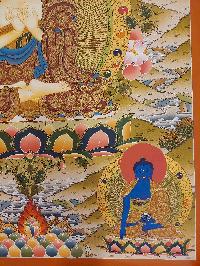 Buddhist Handmade Thangka Of Vairochana Buddha, [real Gold, Hand Painted], Real Gold