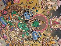 Buddhist Handmade Thangka Of Green Tara, [real Gold, Hand Painted], Real Gold