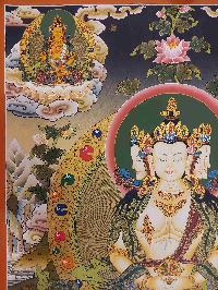 Buddhist Handmade Thangka Of Tararudevi, [real Gold, Hand Painted], Real Gold