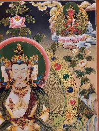 Buddhist Handmade Thangka Of Tararudevi, [real Gold, Hand Painted], Real Gold