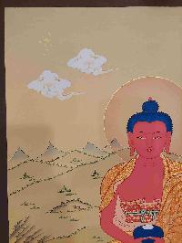 [karma Gadri Art Style], Buddhist Handmade Thangka Of Amitabha Buddha, [hand Painted], Real Gold