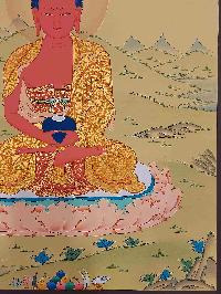 [karma Gadri Art Style], Buddhist Handmade Thangka Of Amitabha Buddha, [hand Painted], Real Gold