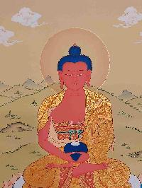 [karma Gadri Art Style], Buddhist Handmade Thangka Of Amitabha Buddha, [hand Painted], Real Gold