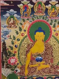 Buddhist Handmade Thangka Of Shakyamuni Buddha, [real Gold, Hand Painted], Real Gold