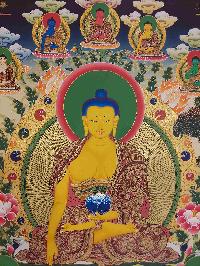 Buddhist Handmade Thangka Of Shakyamuni Buddha, [real Gold, Hand Painted], Real Gold