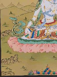 [karma Gadri Art Style], Buddhist Handmade Thangka Of White Tara, [hand Painted], Real Gold