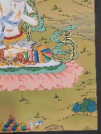 [karma Gadri Art Style], Buddhist Handmade Thangka Of White Tara, [hand Painted], Real Gold