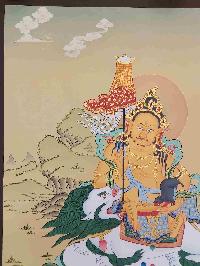 [karma Gadri Art Style], Buddhist Handmade Thangka Of Jambhala: Namtose, [hand Painted], Real Gold