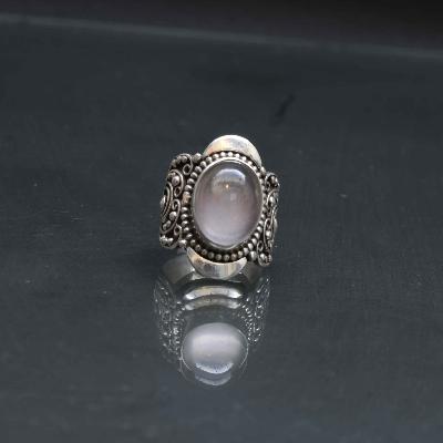 Designer Silver Jewellery With Rose Quartz Pearl Cream Gangster (us Size 8)