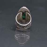 Designer Silver Jewellery With Green Onyx Green Oval Double Layer Cover Design (us Size 6)