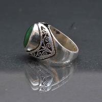 Designer Silver Jewellery With Green Onyx Green Fishery Layer Design ( Us Size 6)