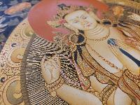 Buddhist Handmade Thangka Of Chenrezig, [real Gold, Hand Painted], Real Gold