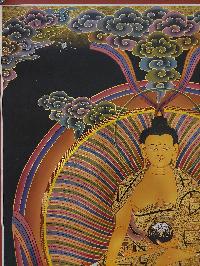 Buddhist Handmade Thangka Of Shakyamuni Buddha, [hand Painted], Real Gold