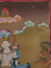 Buddhist [karma Gadri Art], Handmade Thangka Of White Tara, [hand Painted], Real Gold, [karma Gadri Art] Supported By Aparimita And Namgyalma