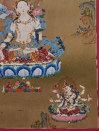 Buddhist [karma Gadri Art], Handmade Thangka Of White Tara, [hand Painted], Real Gold, [karma Gadri Art] Supported By Aparimita And Namgyalma