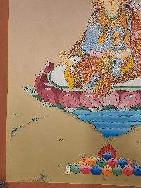 Buddhist [karma Gadri Art], Handmade Thangka Of Padmasambhava, [hand Painted], Real Gold, [karma Gadri Art]