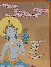 Buddhist [karma Gadri Art], Handmade Thangka Of White Tara, [hand Painted], Real Gold, [karma Gadri Art]