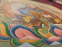 Buddhist [karma Gadri Art], Handmade Thangka Of Padmasambhava, [real Gold, Hand Painted], Supported By Manjushri And Vajrapani