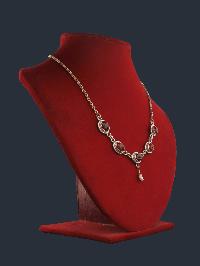 Designer Silver Necklace Of Five Red Onyx Design.