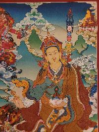 Buddhist Handmade Thangka Of Padmasambhava, Guru Rimpuche, [real Gold, Hand Painted]