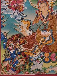 Buddhist Handmade Thangka Of Padmasambhava, Guru Rimpuche, [real Gold, Hand Painted]