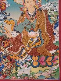 Buddhist Handmade Thangka Of Padmasambhava, Guru Rimpuche, [real Gold, Hand Painted]