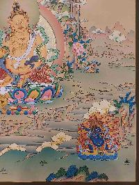 Buddhist [karma Gadri Art], Handmade Thangka Of Yellow Jambhala, [real Gold, Hand Painted]