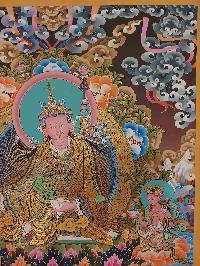 Buddhist Handmade Thangka Of Padmasambhava, Guru Rimpuche [real Gold, Hand Painted]