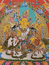 Buddhist Handmade Thangka Of Jambhala: Namtose, [real Gold, Hand Painted]