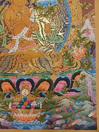 Buddhist Handmade Thangka Of Manjushri, Manjushree, [real Gold, Hand Painted]
