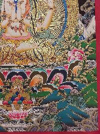 Buddhist Handmade Thangka Of Chenrezig, Avalokitesvara, [real Gold, Hand Painted]
