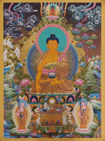 Buddhist Handmade Thangka Of Shakyamuni Buddha, [real Gold, Hand Painted]