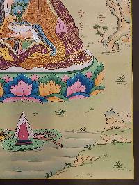 [karma Gadri Art], Handmade Thangka Of Padmasambhava [real Gold, Hand Painted]