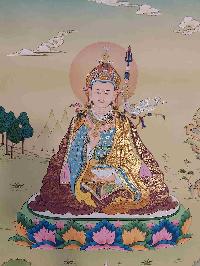 [karma Gadri Art], Handmade Thangka Of Padmasambhava [real Gold, Hand Painted]