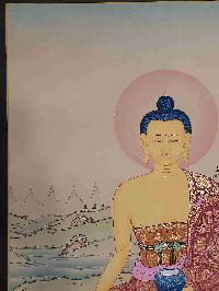 [karma Gadri Art], Handmade Thangka Of Shakyamuni Buddha [real Gold, Hand Painted]