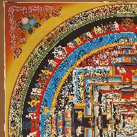 Buddhist Handmade Thangka Of Kalachakra Mandala [real Gold, Hand Painted]