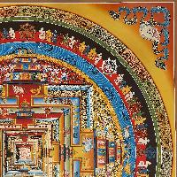 Buddhist Handmade Thangka Of Kalachakra Mandala [real Gold, Hand Painted]