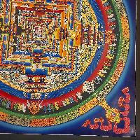 Buddhist Handmade Thangka Of Kalachakra Mandala [real Gold, Hand Painted]