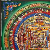 Buddhist Handmade Thangka Of Kalachakra Mandala [real Gold, Hand Painted]