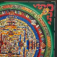 Buddhist Handmade Thangka Of Kalachakra Mandala [real Gold, Hand Painted]