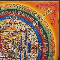 Buddhist Handmade Thangka Of Kalachakra Mandala [real Gold, Hand Painted]