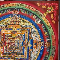 Buddhist Handmade Thangka Of Kalachakra Mandala [real Gold, Hand Painted]