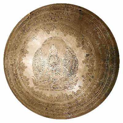 Tibetan {handmade] Gong With Buddha Design, Wind Gong, Flat Gong